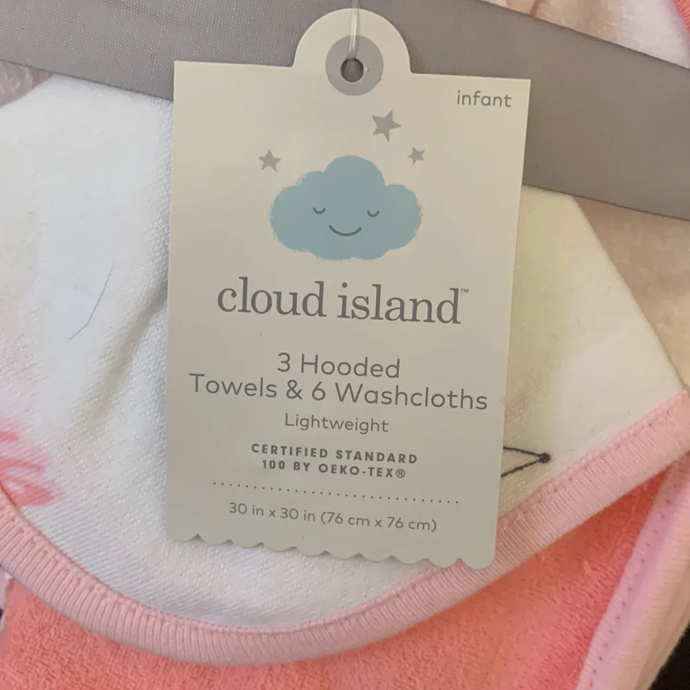 Cloud Island Hooded Towels & Washcloths Set
